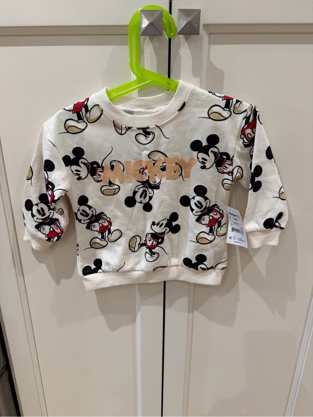 New Disney 12-18m Mickey Mouse All-Over Print Sweatshirt - Cream, Black, Red
